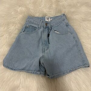 Princess Polly High Waisted Light Wash Denim Shorts